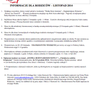 INFORMACJE DLA RODZICÓW – Listopad